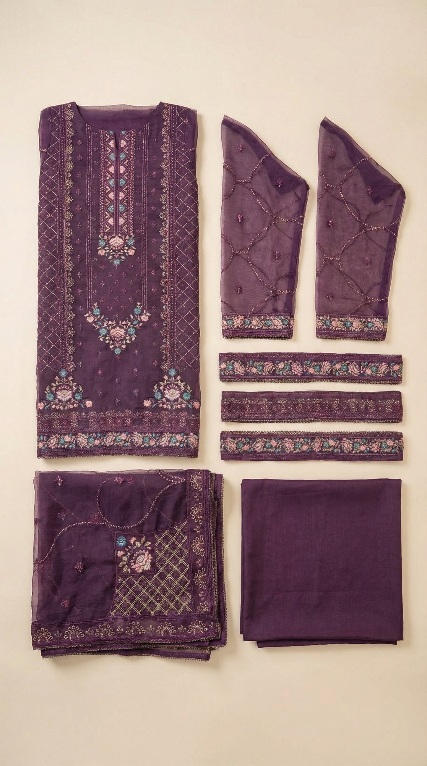 Yaqoot – Violet | Embroidered Festive Three-Piece Premium Unstitched Suit