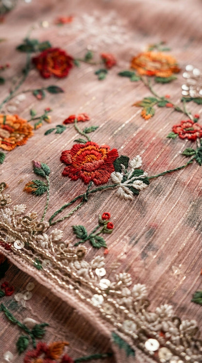 Gulzaar – Peach | Embroidered Festive Three-Piece  Premium Unstitched Suit