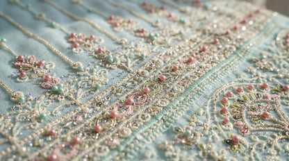 Shahnaaz – Sea Green | Embroidered Festive Three-Piece Premium Unstitched Suit