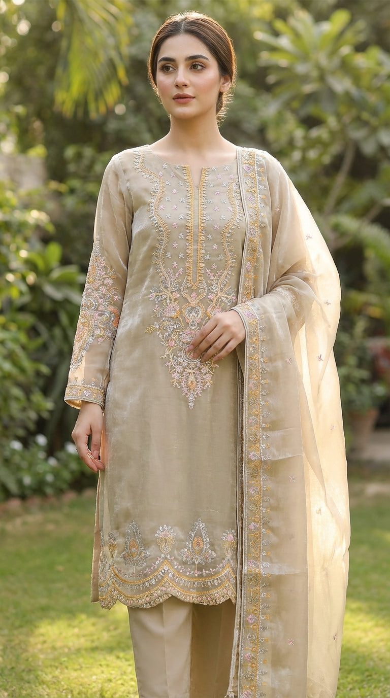 Riwaayat – Golden Skin | Embroidered Festive Two-Piece Unstitched Suit