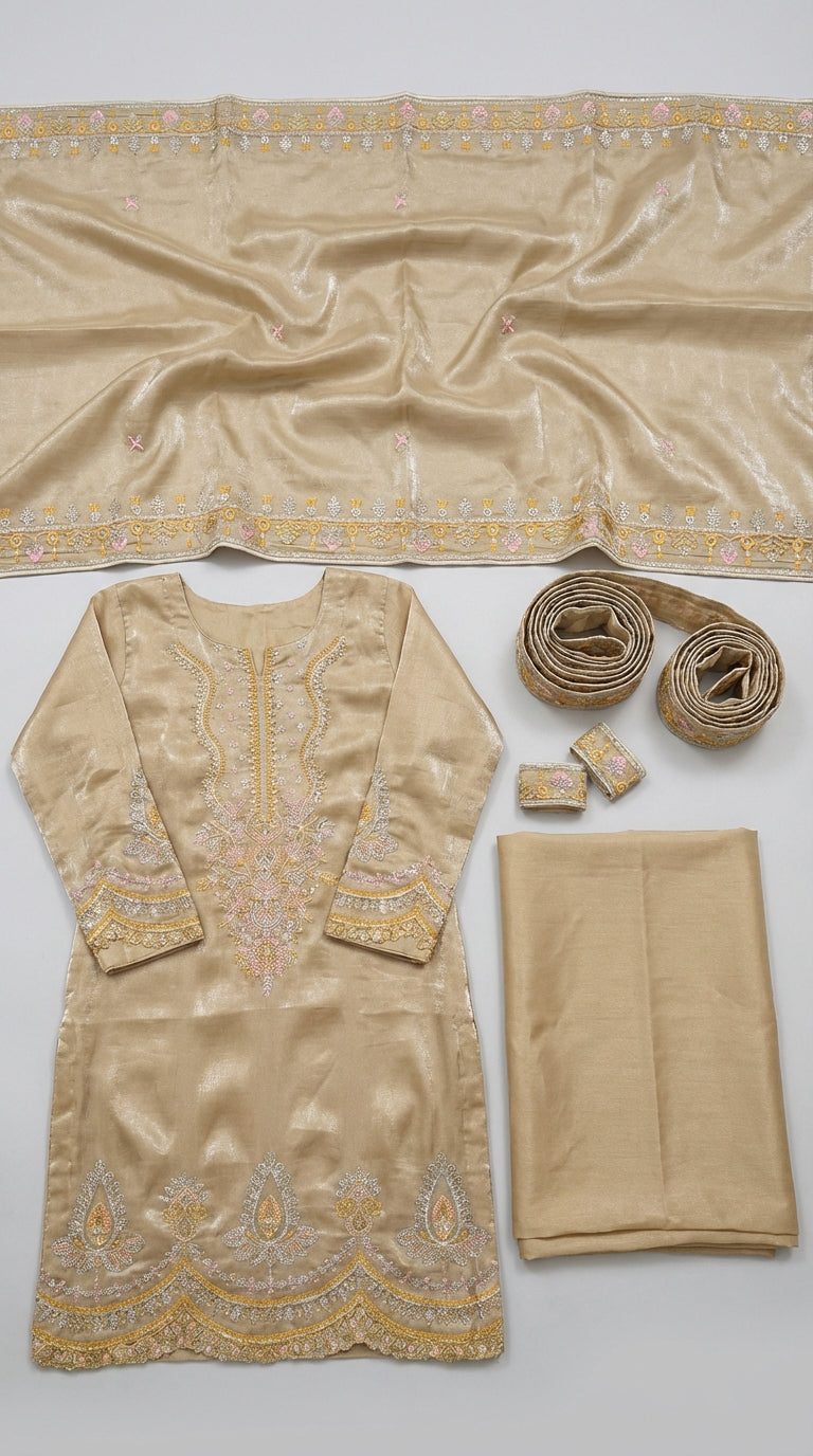 Riwaayat – Golden Skin | Embroidered Festive Two-Piece Unstitched Suit