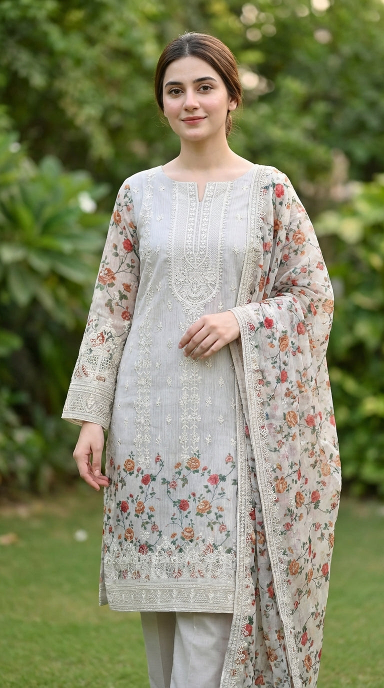 Gulzaar – Light Skin | Embroidered Festive Two-Piece Unstitched Suit