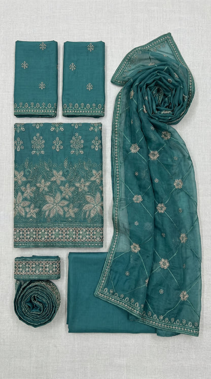 Zamarrud – Bottle Green | Embroidered Festive Two-Piece Unstitched Suit