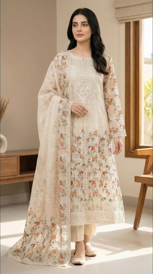 Gulzaar – Light Skin | Embroidered Festive Three-Piece  Premium Unstitched Suit